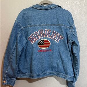 Disney Denim Jacket with Mickey and American Flag Patch